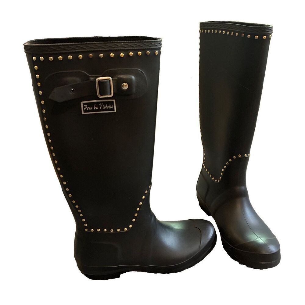 Pour La Victoire Women's Rain Boots - Black Size 6 EU39 Made in Italy
